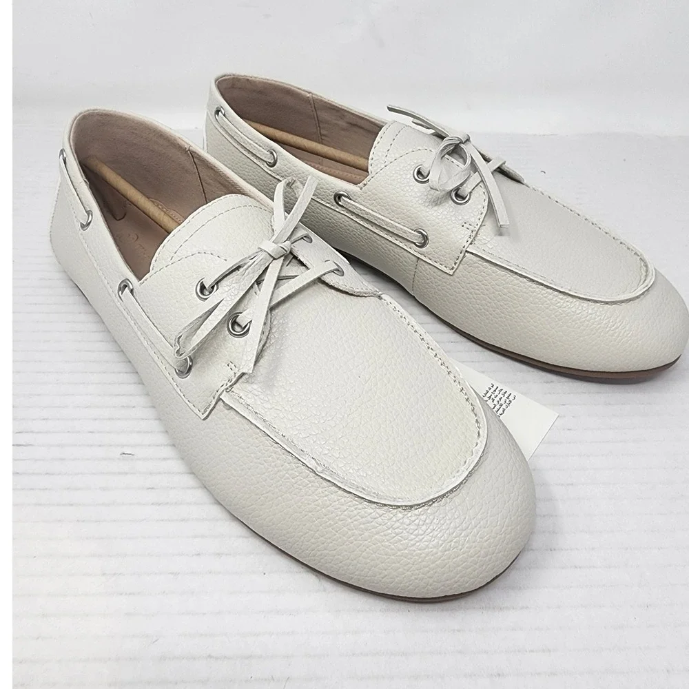 The Drop Women's Cream Boat Shoes Lace‎ Up Loafers Flat Size US 10 EU 41